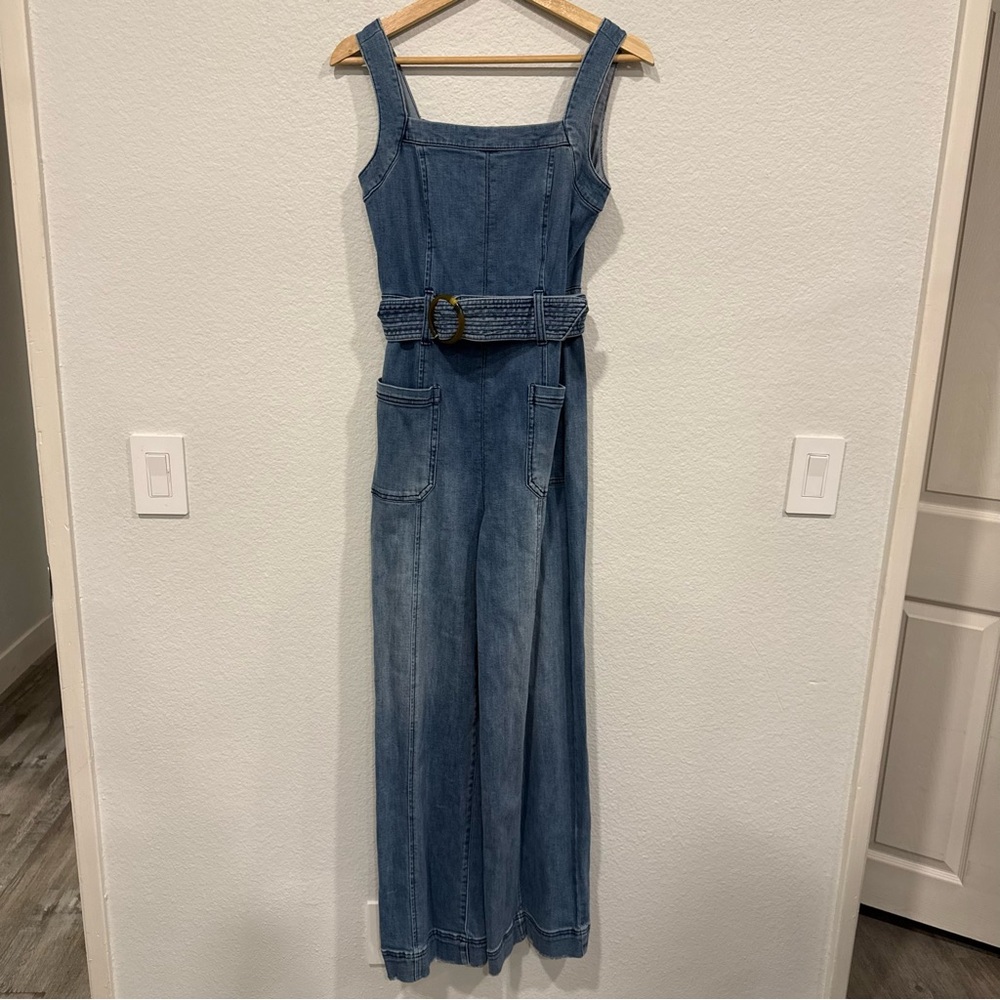 Anthropologie Pilcro and the Letterpress Jumpsuit Wide Leg Denim Jumpsuit - Picture 3 of 13
